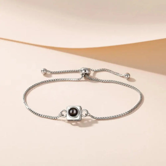 Chic Cube Slide Bracelet: Modern Style - Silver - 7