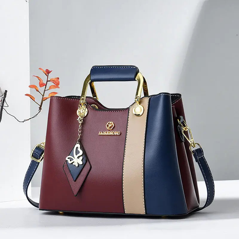 Chic Curve: Women’s One-Shoulder Messenger Bag - Red And Blue