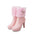 Chic Frost: Women’s Chunky Heel Winter Booties - Pink / 34