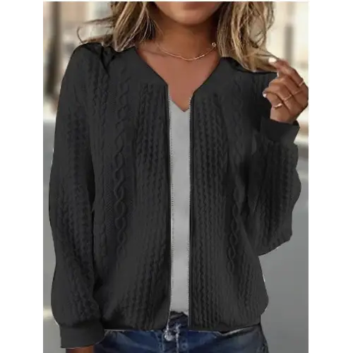 Chic Jacquard Coat - Women’s - Black / S
