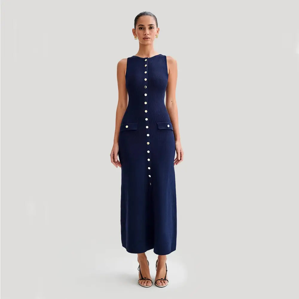 Chic Knit Dress - Blue / S - 4