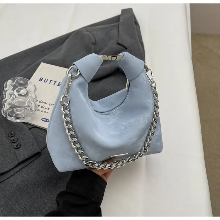 Chic One Shoulder Dumpling Bun - Blue