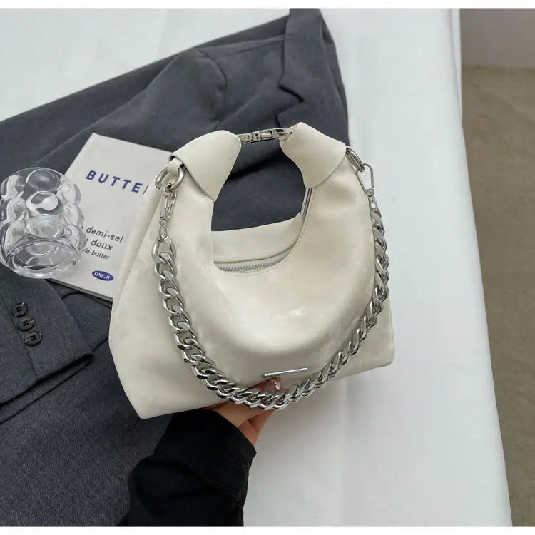 Chic One Shoulder Dumpling Bun - Off white