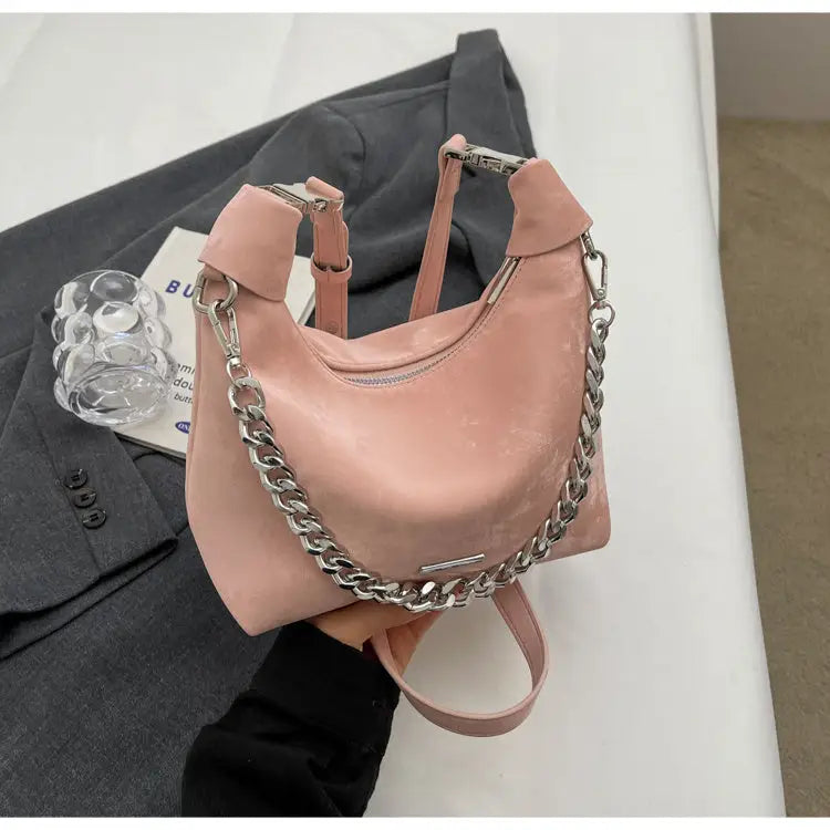 Chic One Shoulder Dumpling Bun - Pink