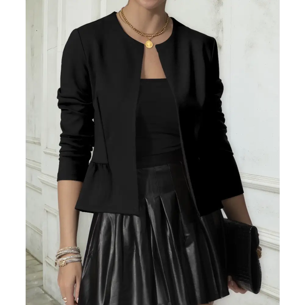 Chic Petite Suit: Autumn Winter Elegance - Black QR166419149 / S