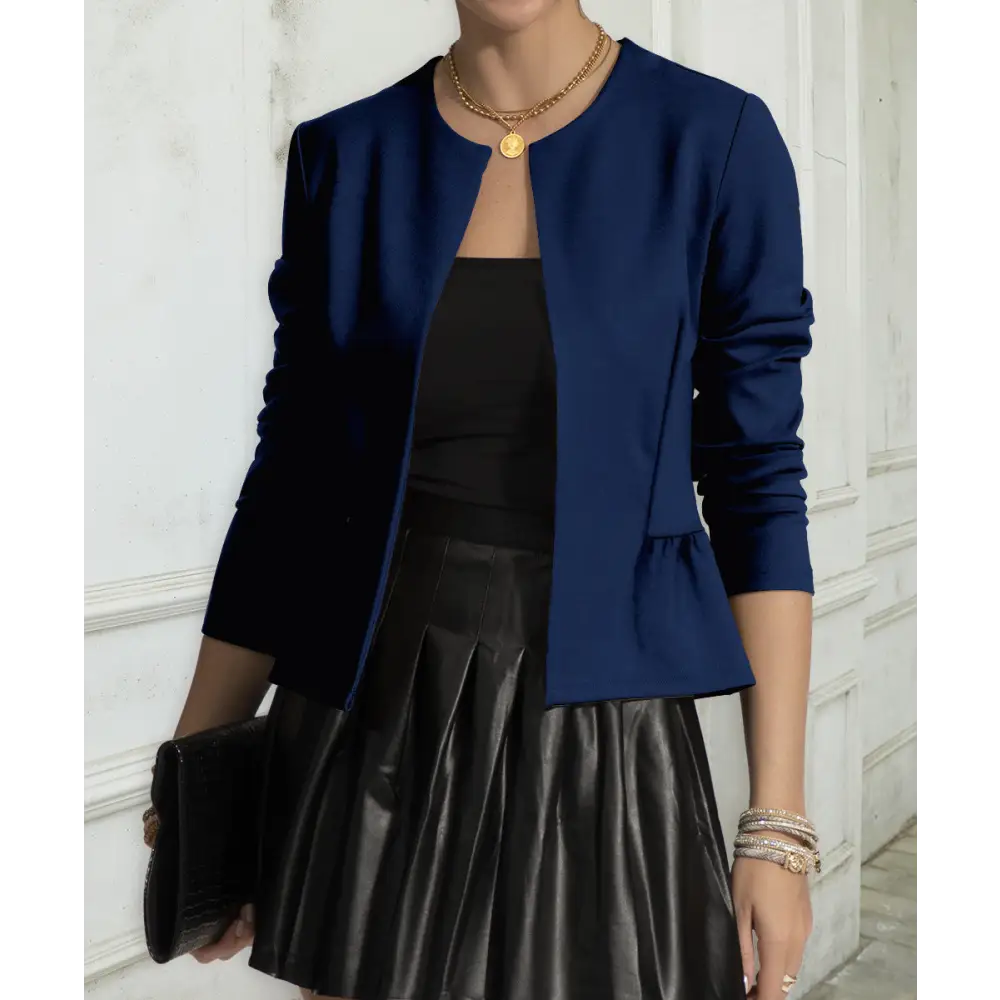 Chic Petite Suit: Autumn Winter Elegance - Navy Blue QR166419155 / S
