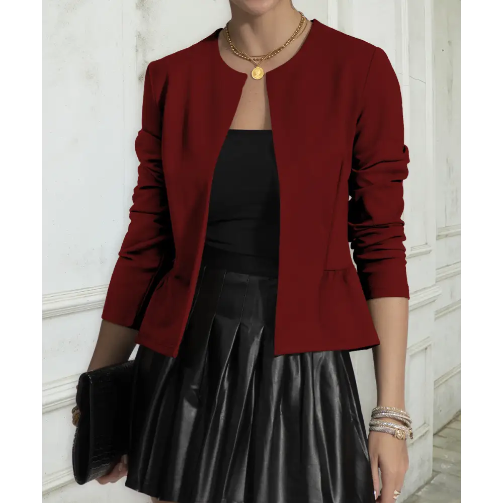 Chic Petite Suit: Autumn Winter Elegance - Wine Red QR166419153 / S