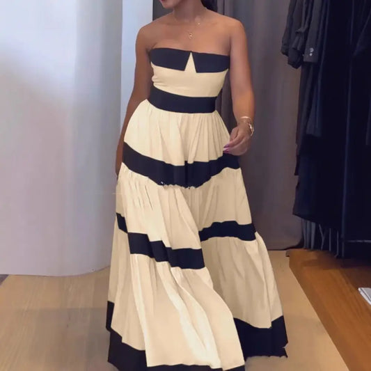 Chic Stripe Bardot Dress