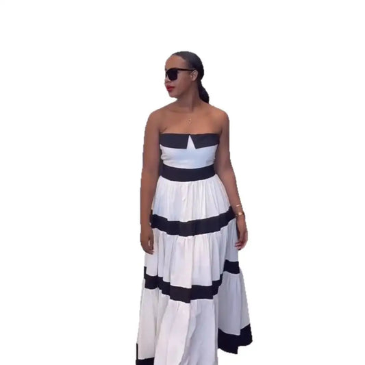 Chic Stripe Bardot Dress