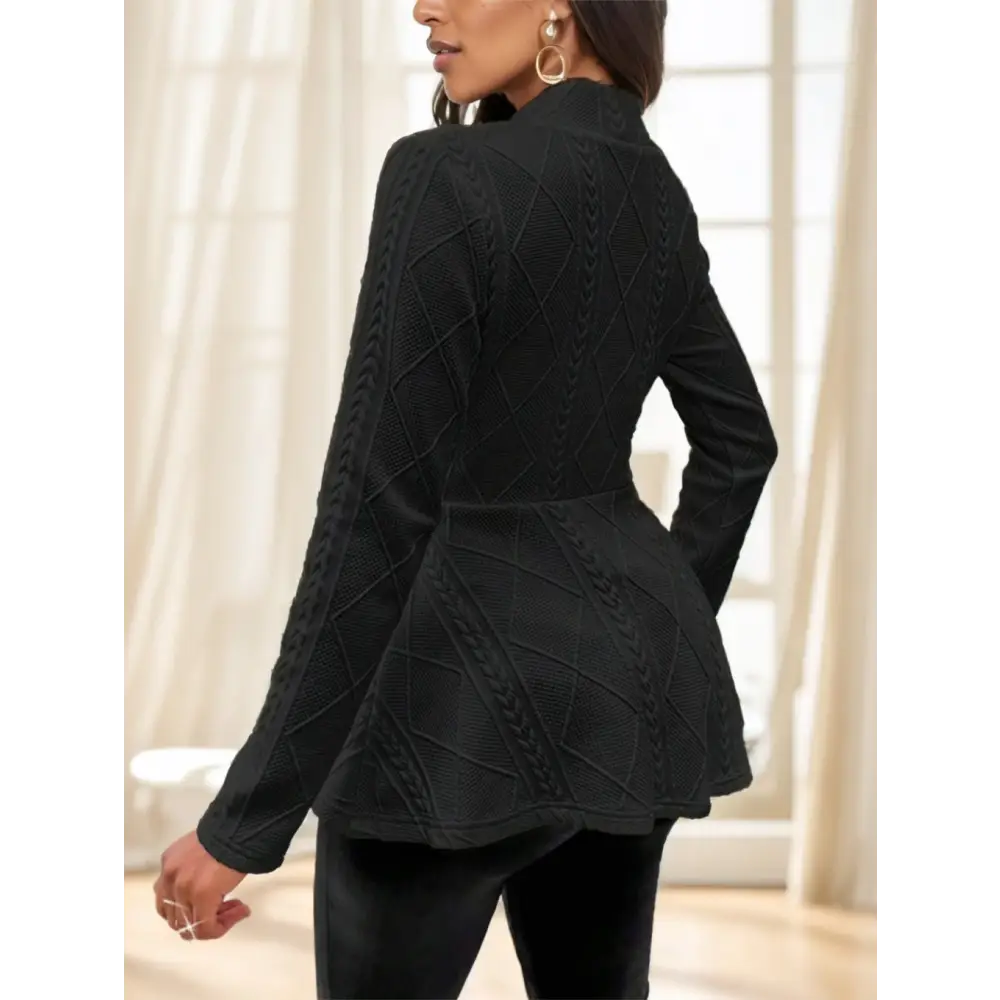 Chic Texture: Solid Single-Button Jacket - 4