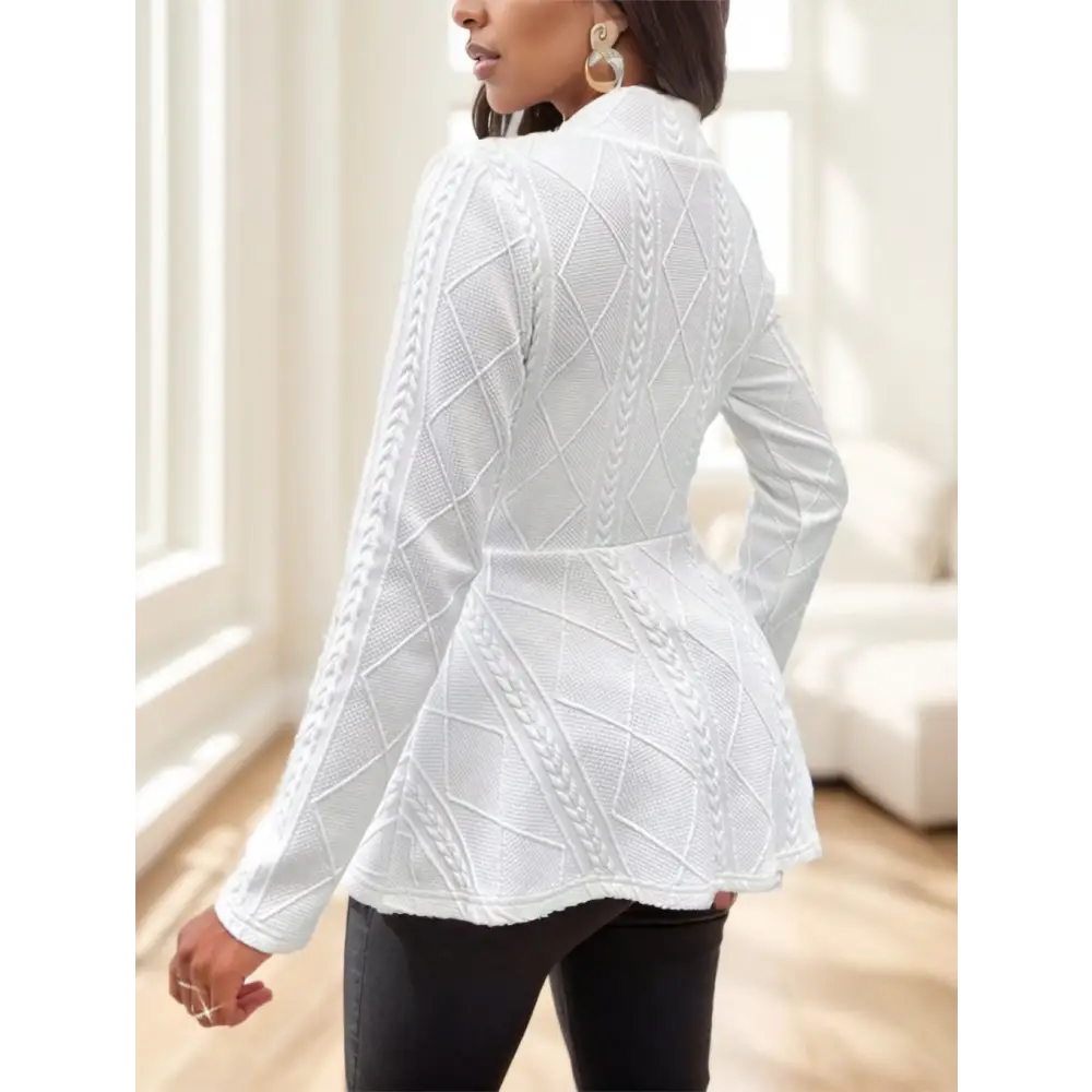 Chic Texture: Solid Single-Button Jacket - 4