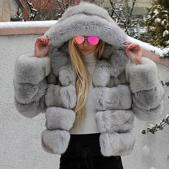 ChicBlend: Women’s Patchwork Fur Grass Hoodie