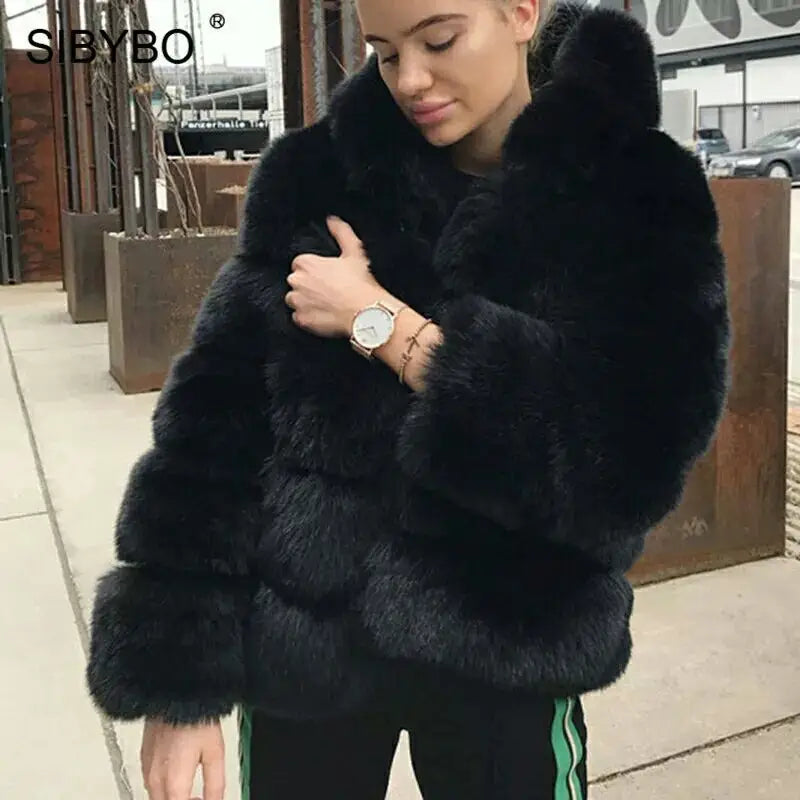 ChicBlend: Women’s Patchwork Fur Grass Hoodie