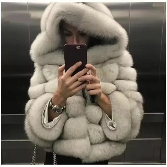 ChicBlend: Women’s Patchwork Fur Grass Hoodie