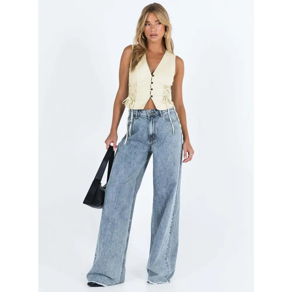 ChicComfy Euro-America Women’s Denim Trousers - Light Blue / S