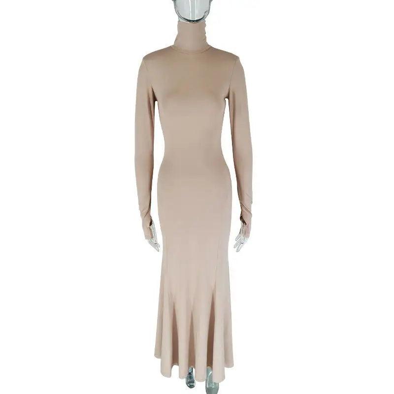ChicCurve: Backless Skinny Party Dress - Apricot / S