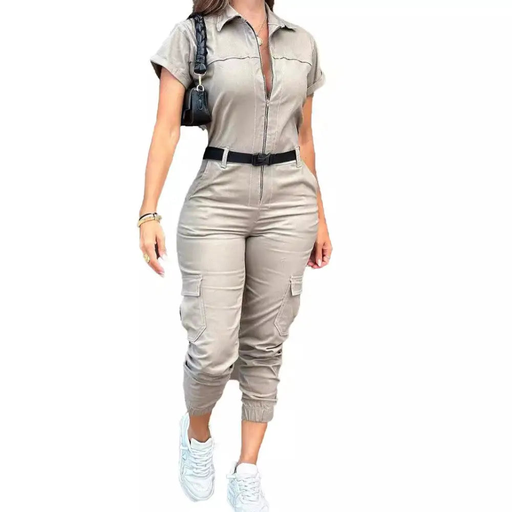 ChicEase Women’s Office Jumpsuit - S / Silver Gray