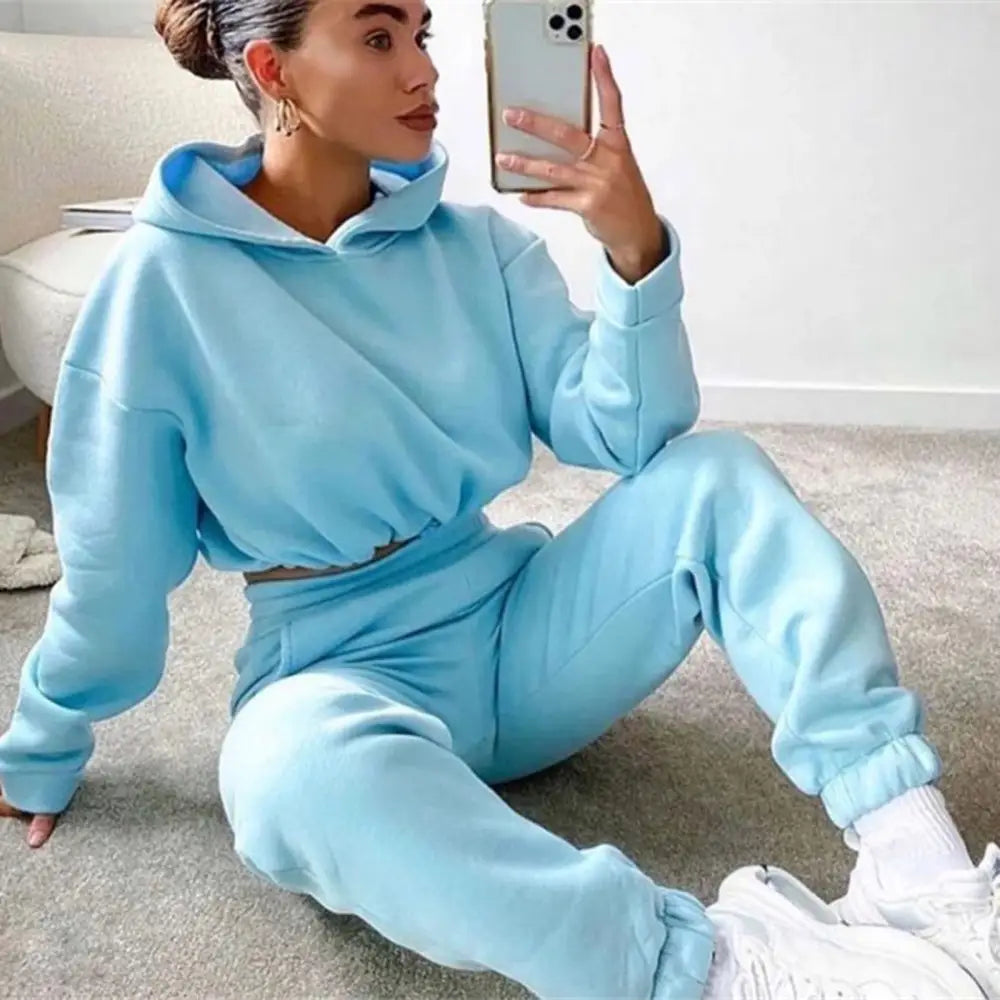 ChicFit: Women’s 2-Piece Jogging Tracksuit Set - Blue / S - 4