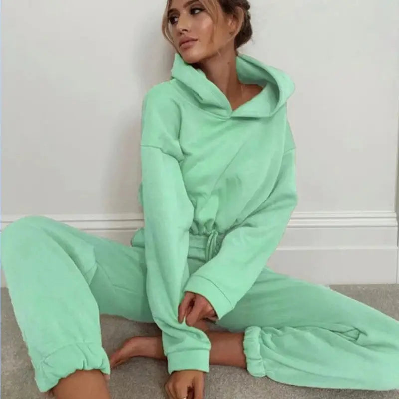 ChicFit: Women’s 2-Piece Jogging Tracksuit Set - Green / S - 4