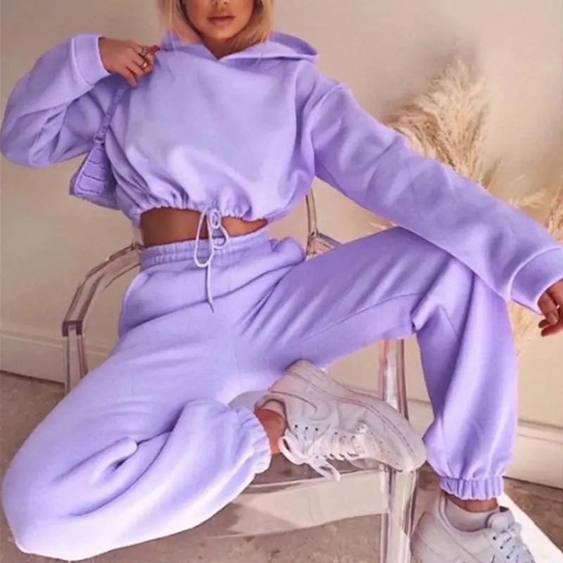 ChicFit: Women’s 2-Piece Jogging Tracksuit Set - Purple / S - 4