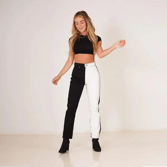 ChicFlex Dual-Tone High-Waist Jeans