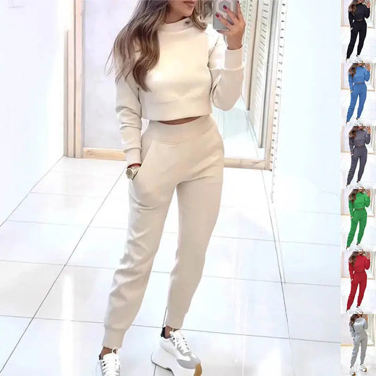 ChicFlex Sport Set: Stand Collar & Slim Trousers