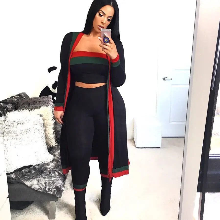 ChicFlex: Women’s 3-Piece Casual Tracksuit Set - Black / L