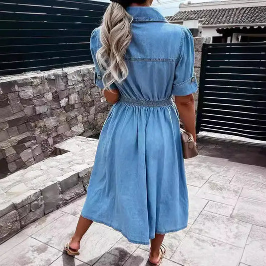 ChicLapel: Slim-Fit Denim Dress