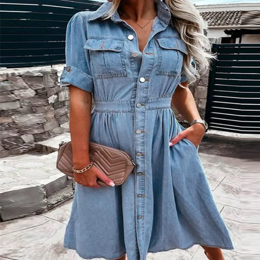 ChicLapel: Slim-Fit Denim Dress