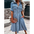 ChicLapel: Slim-Fit Denim Dress - Blue / S