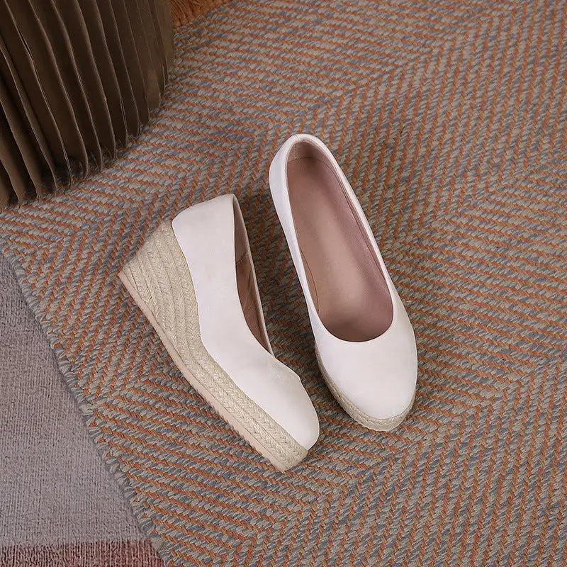 ChicLift: Rope Bottom Wedge High Heel Pumps