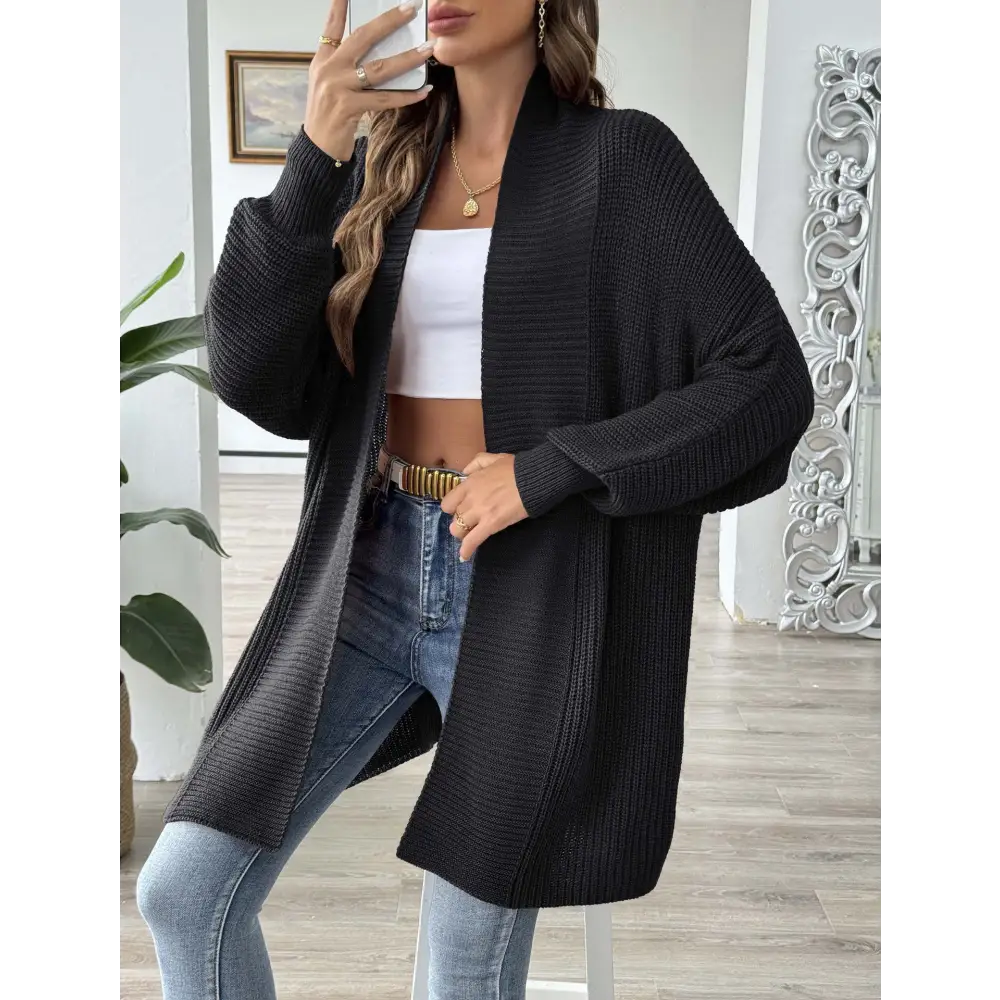 ChicLoose Sweater Coat - Black / Free Size
