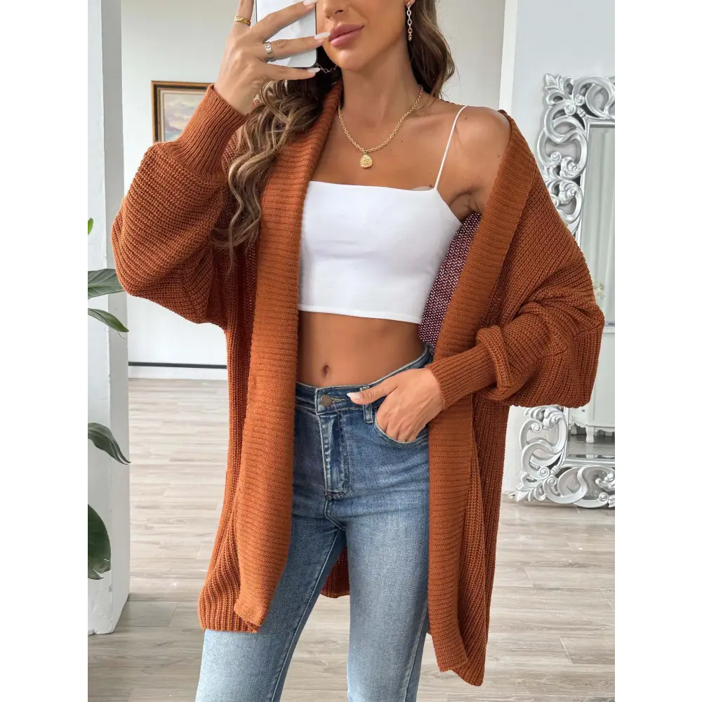 ChicLoose Sweater Coat - Brown / Free Size