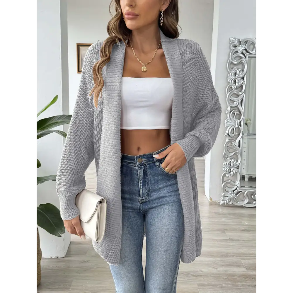 ChicLoose Sweater Coat - Light Gray / Free Size