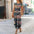 ChicPrint Round Neck Pocket Dress - Light Green / 2XL