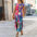 ChicPrint Round Neck Pocket Dress - Pink / 2XL