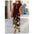 ChicPrint Round Neck Pocket Dress - Wine Red / 2XL