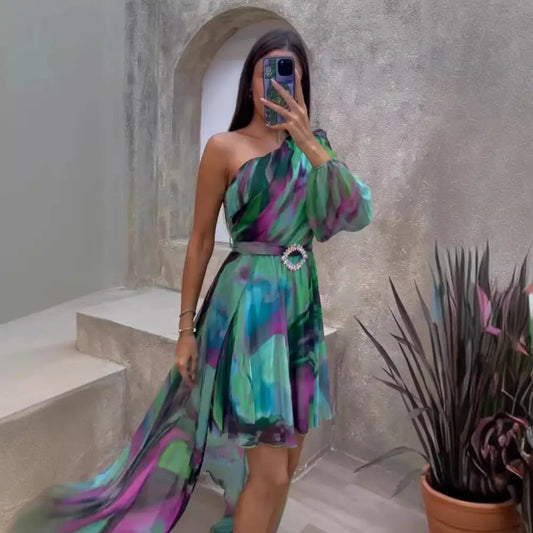 ChicPrint Sloped Shoulder Dress for Women