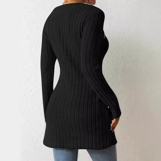 ChicSquare Knit: Women’s Buttoned Long Sleeve Top