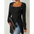 ChicSquare Knit: Women’s Buttoned Long Sleeve Top - Black / S