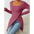 ChicSquare Knit: Women’s Buttoned Long Sleeve Top - Rose Red / S