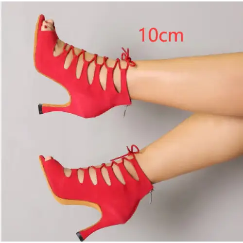 ChicStep: Black Red Soft Sole Modern Dance Heels - Red 10cm / 33 / Outdoor rubber sole