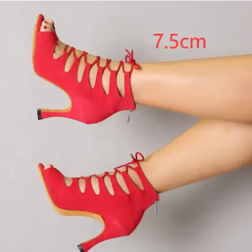 ChicStep: Black Red Soft Sole Modern Dance Heels - Red 7.5cm / 33 / Outdoor rubber sole
