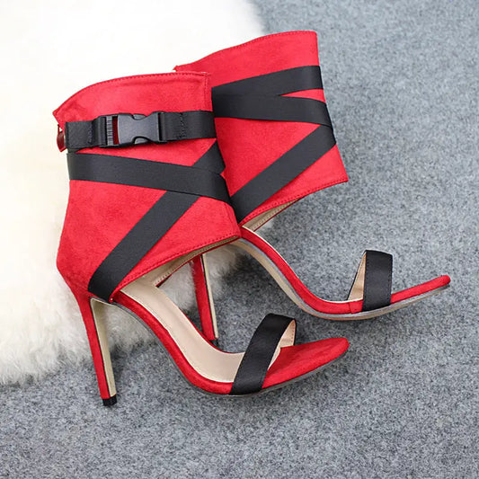 ChicStep Open Toe Woven Stiletto Heels