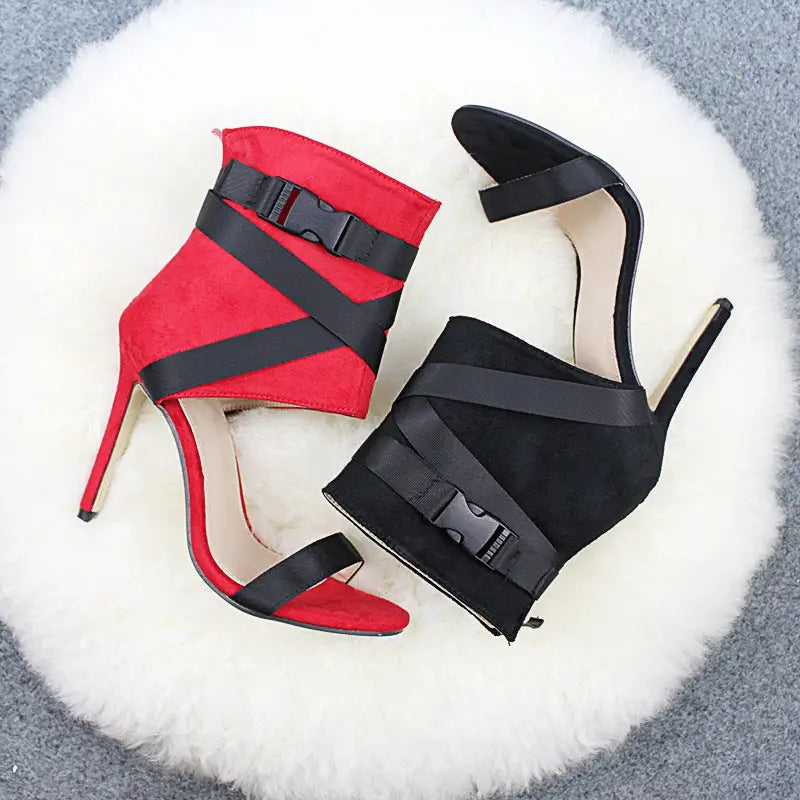 ChicStep Open Toe Woven Stiletto Heels