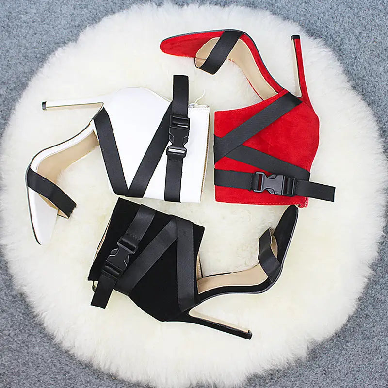 ChicStep Open Toe Woven Stiletto Heels