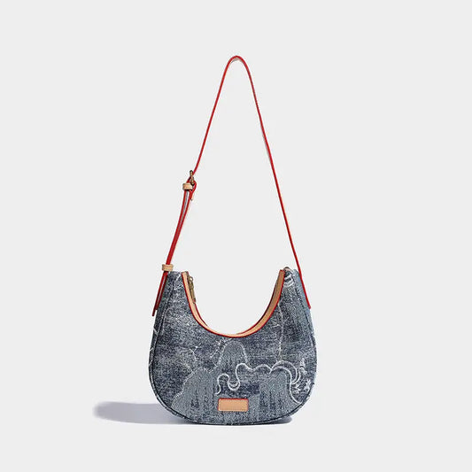 ChicStitch: Elegant Embroidery Bag for Women - Blue