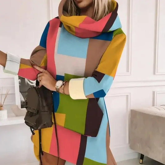 ChicStreet Women’s Colorblock Printed Long Sweater
