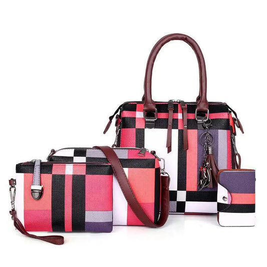 ChicTote: Luxe Plaid Designer Handbags for Women - Pink