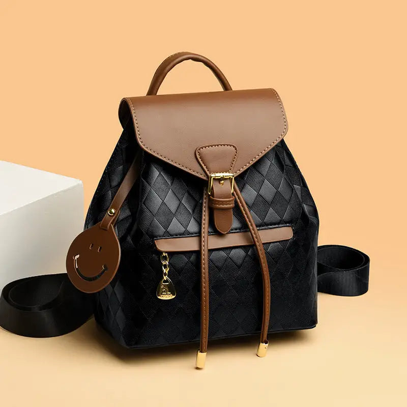ChicVersa: Women’s Leather Backpack & Shoulder Bag - Black with brown